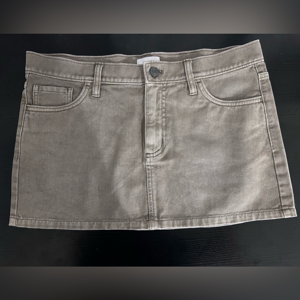 Aritzia Taupe Denim Mini Skirt - Women